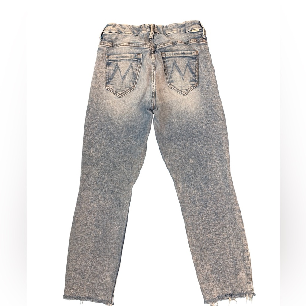 Mother High Waisted Looker Ankle Fray Jeans size 25 crop light wash stretch